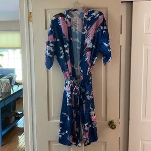 Silky floral robe